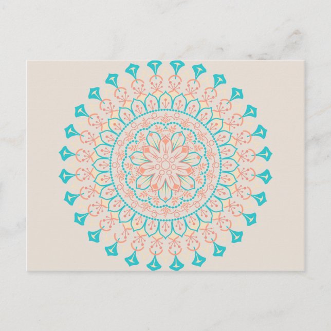 Carte Postale Mandala abstrait de couleurs en pastel (Devant)