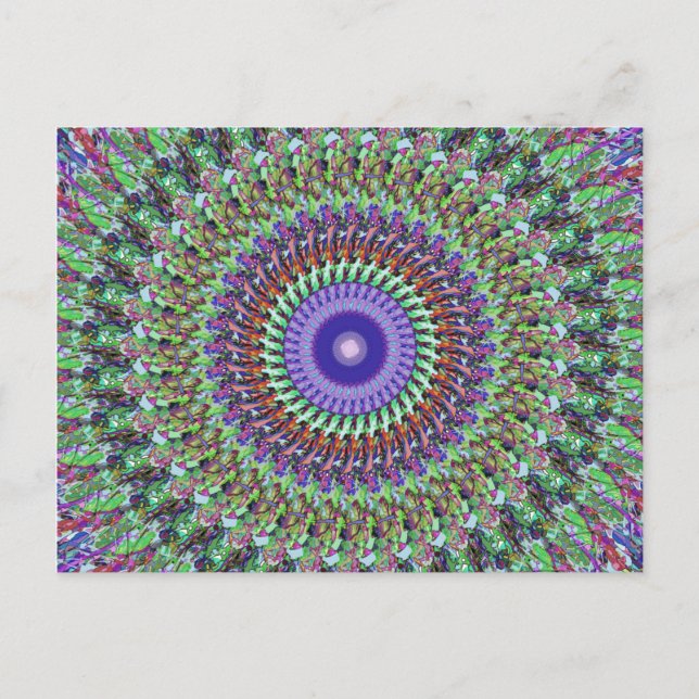 Carte Postale Mandala Abstrait Vert Et Violet (Devant)