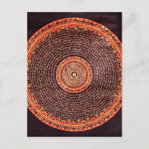 Carte Postale Mandala Art Tibétain (Noir, Or, Rouge, Jaune)