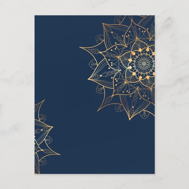 Carte Postale Mandala bleu et or | L'art islamique inspiré (Devant)