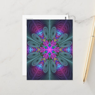 Carte Postale Mandala Colorful Striant Fractal Art Kaleidoscope