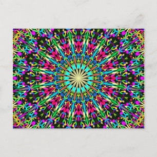 Carte Postale Mandala de kaléidoscope floral coloré