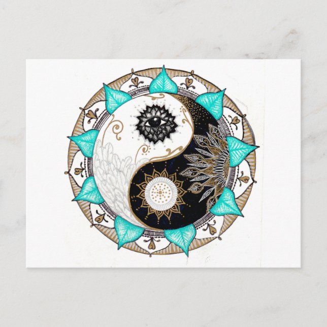 Carte Postale Mandala de Yin Yang (Devant)