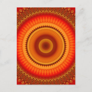 Carte Postale Mandala floral orange et jaune
