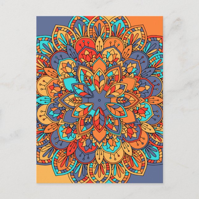 Carte Postale Mandala motif marocain coloré (Devant)
