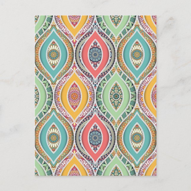 Carte Postale Mandala motif marocain coloré (Devant)