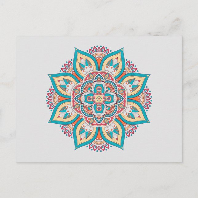 Carte Postale Mandala motif marocain coloré (Devant)