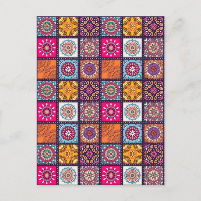 Carte Postale Mandala motif marocain coloré (Devant)