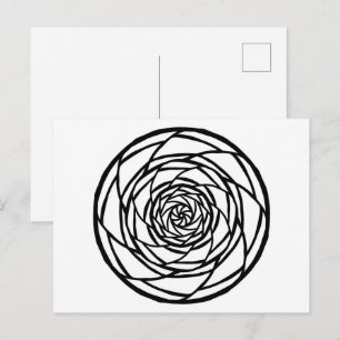 Carte Postale Mandala Noir Blanc Minimaliste à Colorier