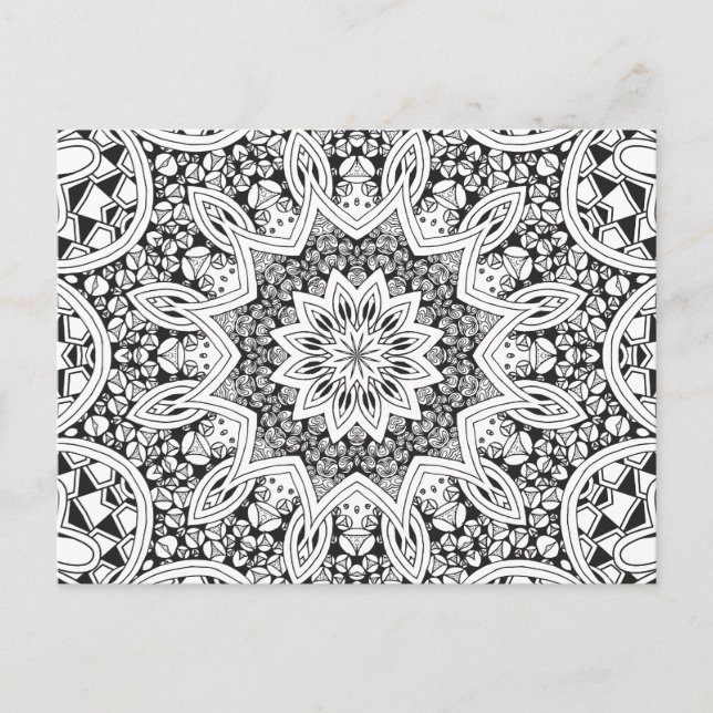 Carte Postale Mandala noir et blanc (Devant)