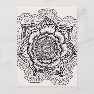 Carte Postale Mandala noir et blanc