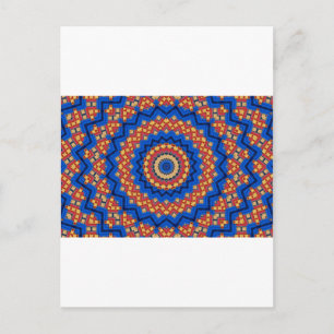 Carte Postale Mandala orange bleu