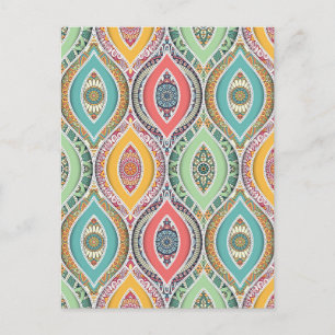 Carte Postale Mandala pattern colourful Moroccan