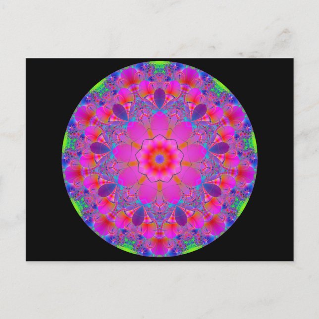 Carte Postale Mandala psychédélique rose (Devant)