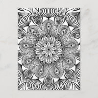 Mandala trippy psychédélique hippie noir et blanc