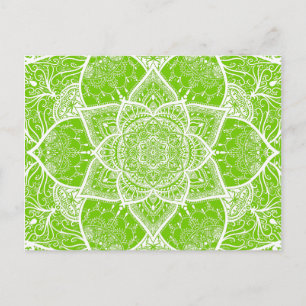 Carte Postale Mandala vert et blanc - Loergann à Ginkgo
