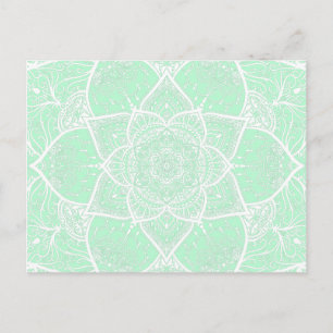 Carte Postale Mandala vert et blanc - Loergann à Jade