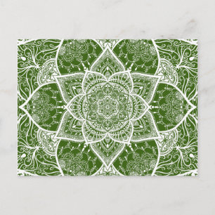 Carte Postale Mandala vert et blanc - Loergann en marais