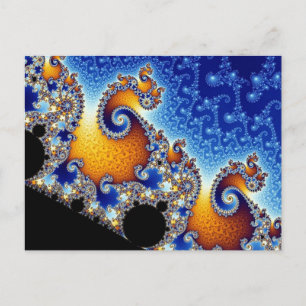 Carte Postale Mandelbrot bleu double spirale fractale