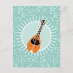 Carte Postale Mandolin Amusement Tourbillon Turquoise Musique