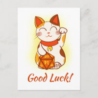 Maneki Neko Avec D20 RPG Dice Bonne chance