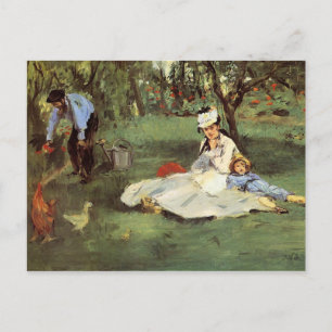 Carte Postale Manet Impressionniste Français Famille Jardin Pein