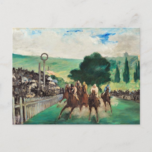 Carte Postale Manet - Les Courses à Longchamp (Devant)