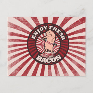 Carte Postale Mange frais Bacon Funny Cochon Parodie