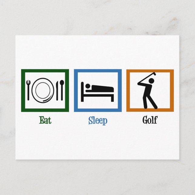 Carte Postale Mange Sleep Play Golf (Devant)