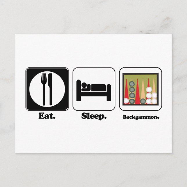 Carte Postale manger dormir backgammon (Devant)