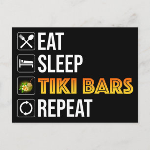 Carte Postale Manger. Dormir. Bars Tiki. Répéter