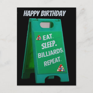 Carte Postale Manger dormir billard répéter panneau en plastique