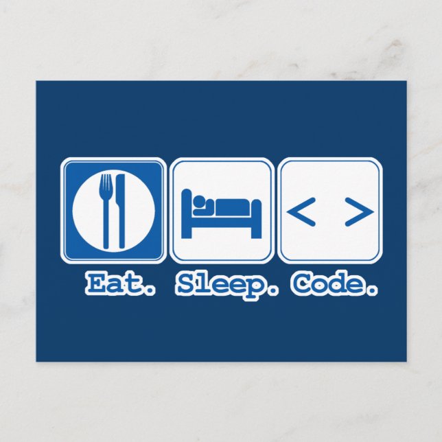 Carte Postale manger dormir coder (html) (Devant)