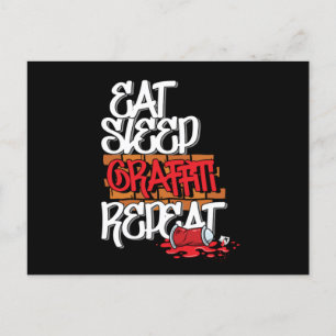 Carte Postale Manger Dormir Graffiti Répéter Peintures au Pulvér