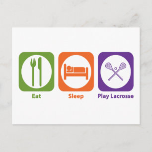 Carte Postale Manger Dormir Jouer Lacrosse
