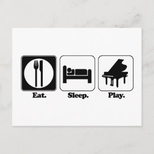 Carte Postale manger dormir jouer piano
