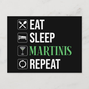 Carte Postale Manger. Dormir. Martinis. Répéter.