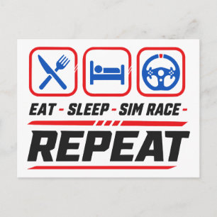 Carte Postale Manger dormir sim course répéter pour les fans de
