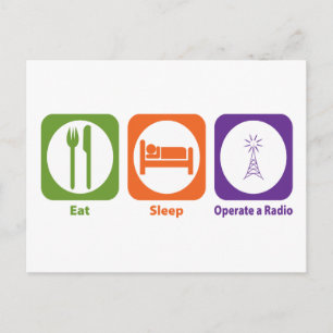 Carte Postale Manger le sommeil Exploiter une radio