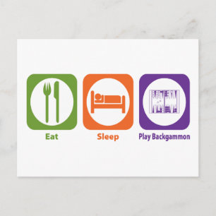 Carte Postale Manger Sleep Jouer Backgammon