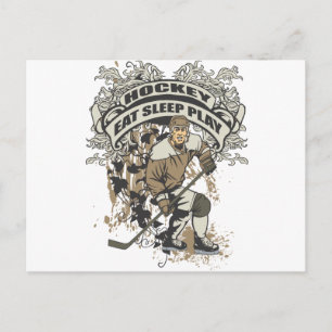 Carte Postale Mangez, dormez, jouez au hockey