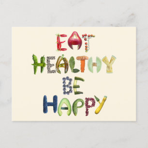 Carte Postale Mangez en santé soyez heureux - Fruits et Légumes