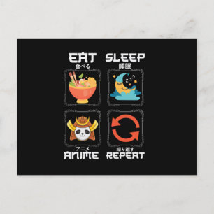 Carte Postale Mangez l'Anime de sommeil Répéter mignon   pour An