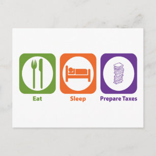 Carte Postale Mangez le sommeil Préparer les taxes