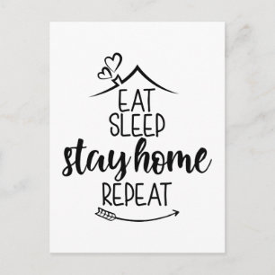 Carte Postale Mangez le sommeil Restez à la maison Répéter