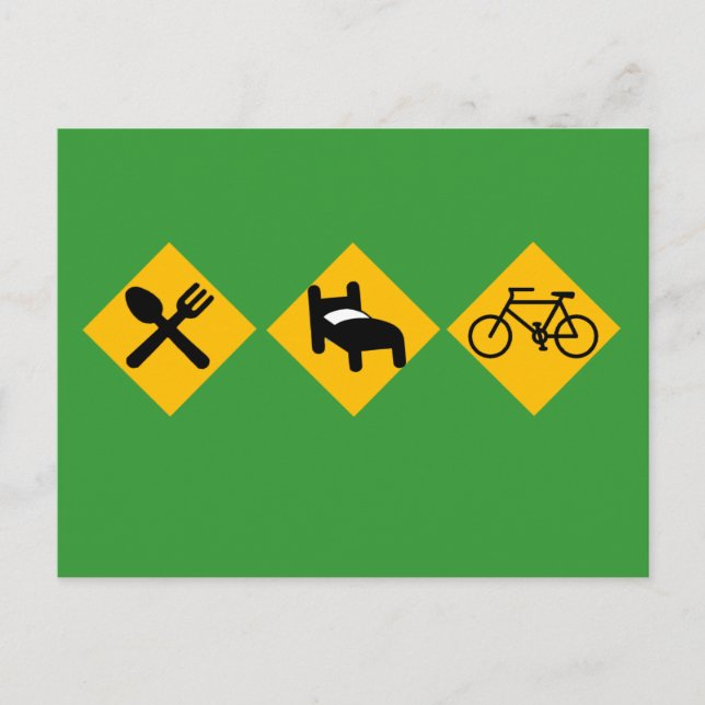 Carte Postale Mangez le sommeil Vélo Signes de la route (Devant)