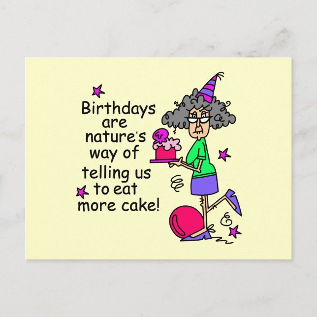 Carte Postale Mangez plus de gâteau Humour d'anniversaire (Devant)