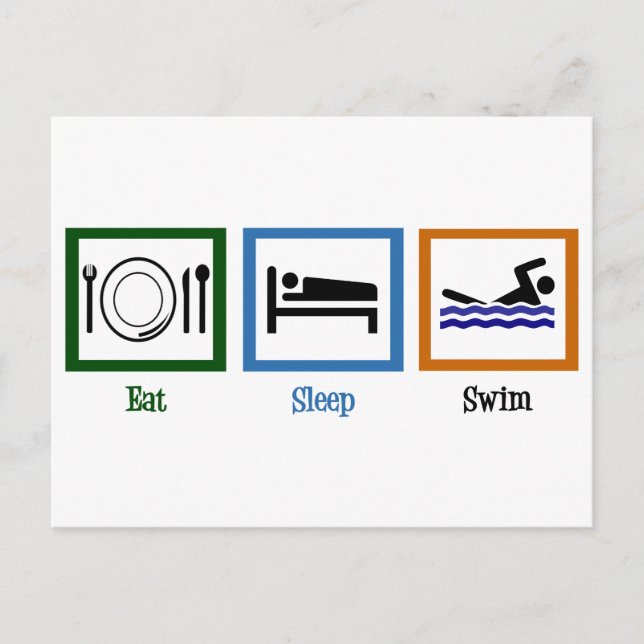 Carte Postale Mangez Sleep Swim (Devant)