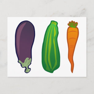 Carte Postale Mangez votre Carotte Légume Zucchini Eggplant Cart