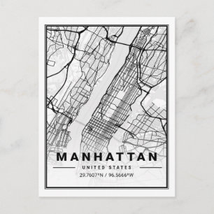 Carte Postale Manhattan New York USA Travel City Map